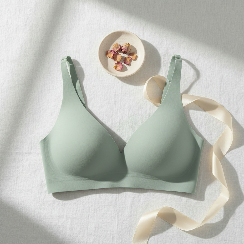 Velvet Dream Push-Up Bralette - Green flat lay